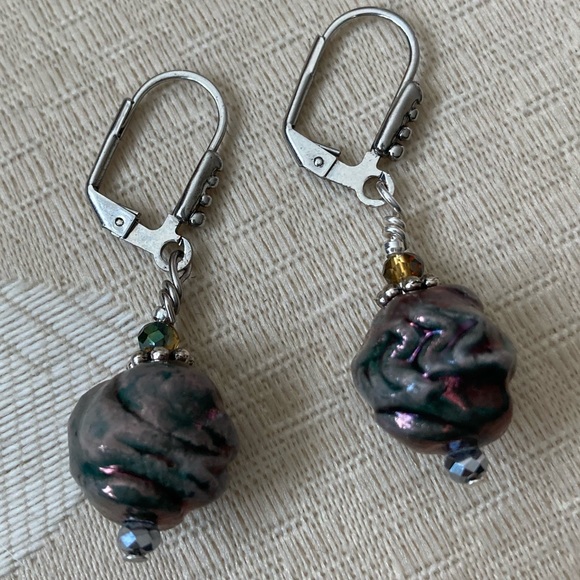 RAKU Free-form Ceramic Bead Earrings.... - Picture 4 of 6